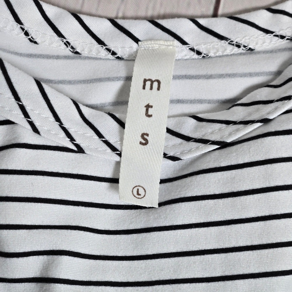 MTS‎ Black White Stripe Tank Midi Dress With Pocket Made in USA Size L - Picture 3 of 6